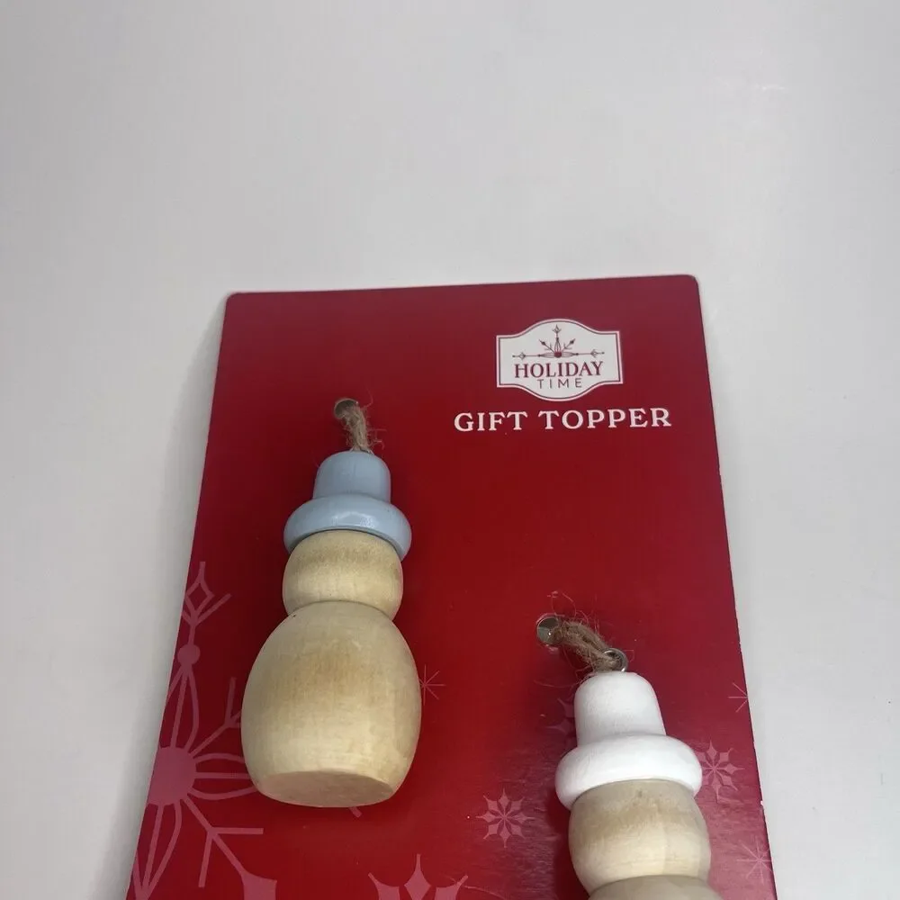 Holiday Time Wooden Snowman Gift Toppers Set 2 Christmas ~ NEW ~ Offers welcome!